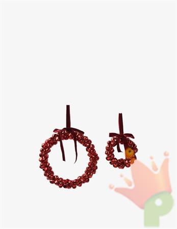 PENDENTE CORONA DI CAMPANELLE ROSSE 13 CM