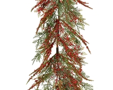 GHIRLANDA VERDE CON BACCHE ROSSE 180 CM