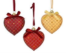 PENDENTE CUORE IN VETRO TRASPARENTE CON FIOCCO 8 CM ASSORTITO