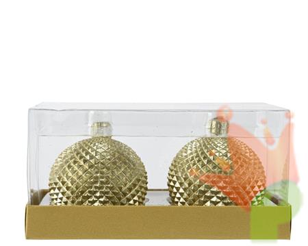 CANDELA A FORMA DI PALLINA DI NATALE ORO GLITTER 2 PZ 6,5 CM