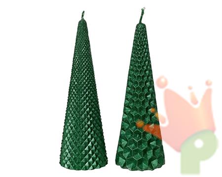 CANDELA CONO VERDE GLITTER H.15X5 CM ASSORTITA