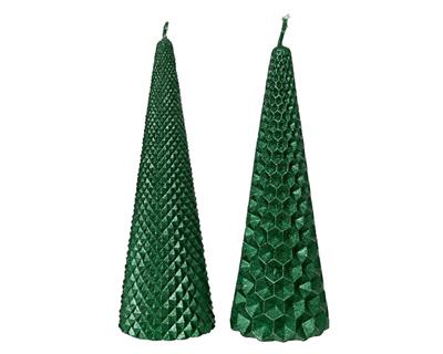CANDELA CONO VERDE GLITTER H.15X5 CM ASSORTITA