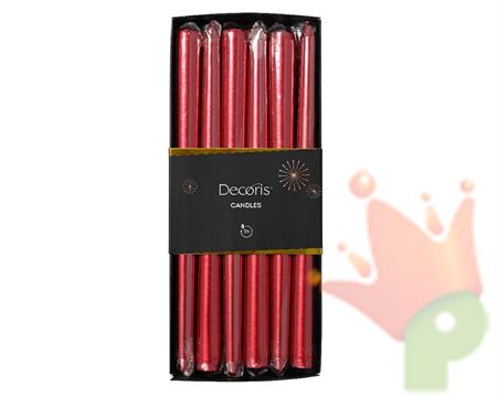 CANDELA ROSSO METAL H 25 CM 12 PZ