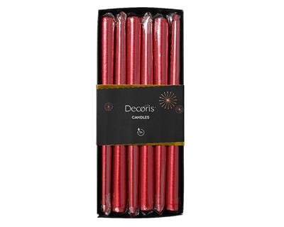 CANDELA ROSSO METAL H 25 CM 12 PZ