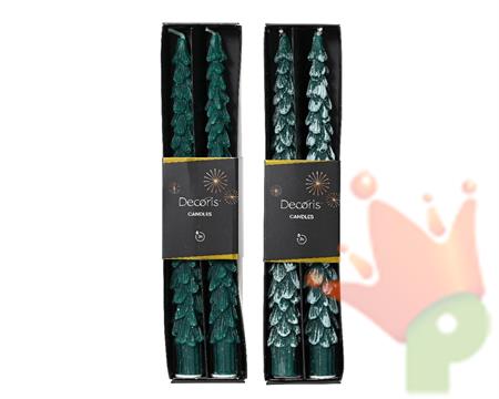 CANDELE A FORMA DI ALBERO VERDE H.25 CM 2 PZ ASSORTITI