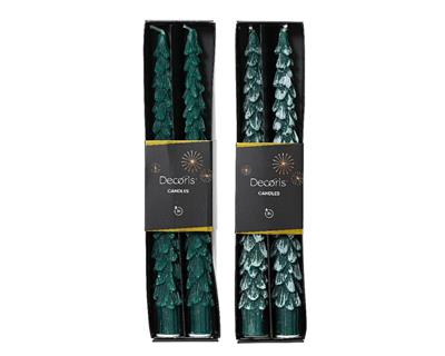 CANDELE A FORMA DI ALBERO VERDE H.25 CM 2 PZ ASSORTITI