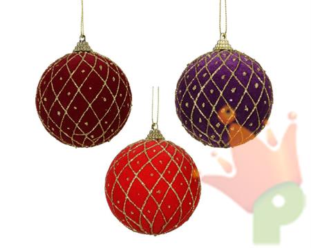 PALLINA DI NATALE DECORO STRISCE GLITTER ORO 8 CM 1 PZ ASSORTITO