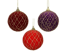 PALLINA DI NATALE DECORO STRISCE GLITTER ORO 8 CM 1 PZ ASSORTITO