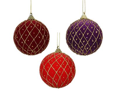 PALLINA DI NATALE DECORO STRISCE GLITTER ORO 8 CM 1 PZ ASSORTITO