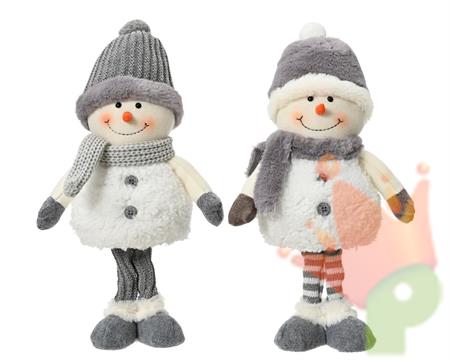 PUPAZZO DI NEVE CON CAPPELLO E SCIARPA IN POLIESTERE H.37 CM ASS