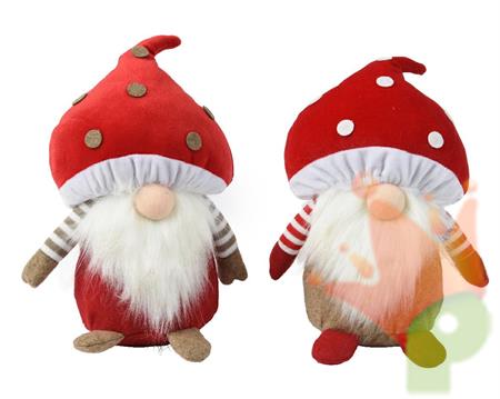 GNOMO NATALIZIO ROSSO/BIANCO CON CAPPELLO A FORMA DI FUNGO H.26C