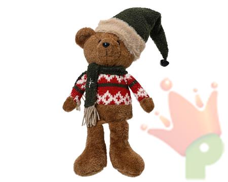 ORSETTO CON PULLOVER NATALIZIO SCIARPA E CAPPELLO H.39 CM