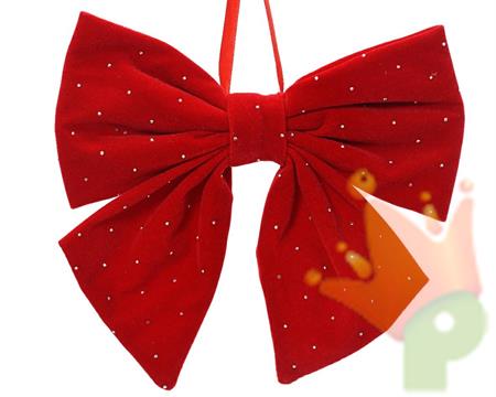 FIOCCO IN POLIESTERE ROSSO CON STASS ARGENTO 19X20X2 CM