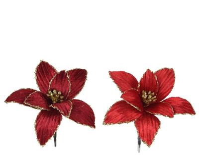 STELLA DI NATALE CON CLIP IN VELLUTO ROSSO/ BORDEAUX 13XH.5 CM A