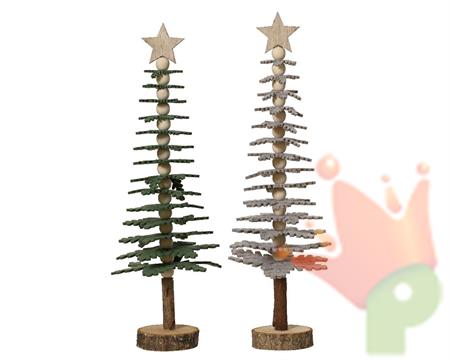 ALBERO IN LEGNO CON RAMI A FORMA DI FIOCCO DI NEVE IN FELTRO H.3