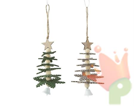 PENDENTE ALBERO IN LEGNO CON RAMI A FORMA DI FIOCCO DI NEVE H.17