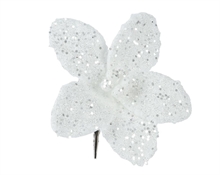 STELLA DI NATALE CON CLIP IN PELLICCIA BIANCA CON GLITTER 18X6 C