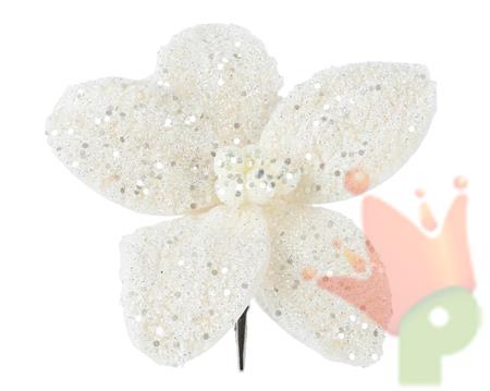 STELLA DI NATALE CON CLIP IN PELLICCIA CREMA CON GLITTER 18X6 CM