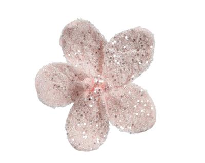 STELLA DI NATALE CON CLIP IN PELLICCIA ROSA CON GLITTER 18X6 CM