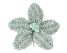 STELLA DI NATALE CON CLIP IN PELLICCIA VERDE SALVIA CON GLITTER