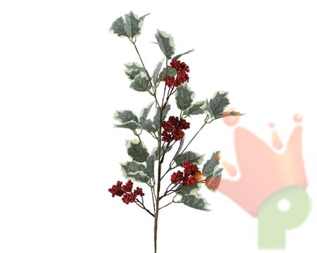 RAMO AGRIFOGLIO CON BACCHE ROSSE H.68 CM