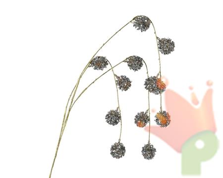 RAMO ORO CON FIORI DI ACACIA ARGENTO H.90 CM