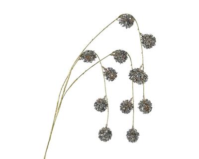 RAMO ORO CON FIORI DI ACACIA ARGENTO H.90 CM