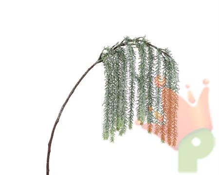 RAMO CON PENDENTI FOGLIE VERDI INNEVATE H.110 CM