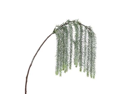 RAMO CON PENDENTI FOGLIE VERDI INNEVATE H.110 CM