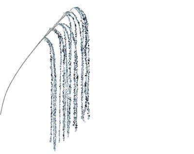 RAMO PENDENTE CON LUSTRINI BLU GHIACCIO H.65 CM