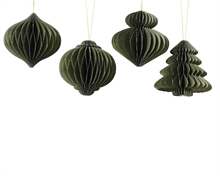 PENDENTE NATALIZIO IN CARTA NIDO D'APE VERDE GLITTER 8 CM ASSORT