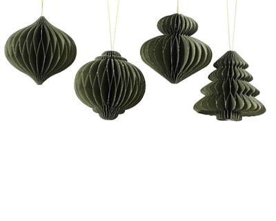 PENDENTE NATALIZIO IN CARTA NIDO D'APE VERDE GLITTER 8 CM ASSORT