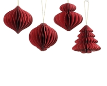 PENDENTE NATALIZIO IN CARTA NIDO D'APE ROSSO GLITTER 8 CM ASSORT