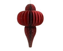 ORNAMENTO NATALIZIO IN  CARTA NIDO D'APE ROSSO GLITTER H.40X24CM