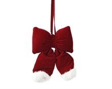 FIOCCO NATALIZIO IN VELLUTO DI POLIESTERE ROSSO BIANCO 15X3X11 C