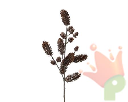 RAMO MARRONE CON PIGNE GLITTERATE H.70 CM