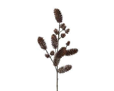 RAMO MARRONE CON PIGNE GLITTERATE H.70 CM