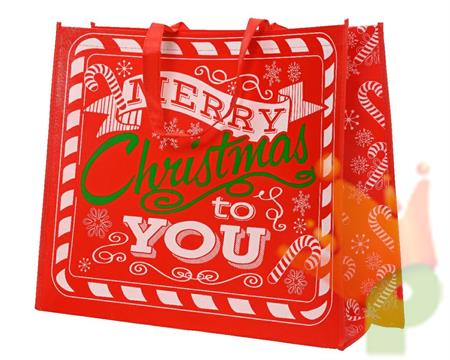 BUSTA REGALO ROSSA MERRY CHRISTMAS IN POLIPROPILENE  H.50X18X40