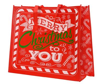 BUSTA REGALO ROSSA MERRY CHRISTMAS IN POLIPROPILENE  H.50X18X40