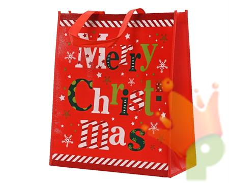 BUSTA REGALO ROSSA MERRY CHRISTMAS IN POLIPROPILENE H.40X18X35 C