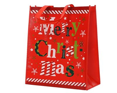 BUSTA REGALO ROSSA MERRY CHRISTMAS IN POLIPROPILENE H.40X18X35 C