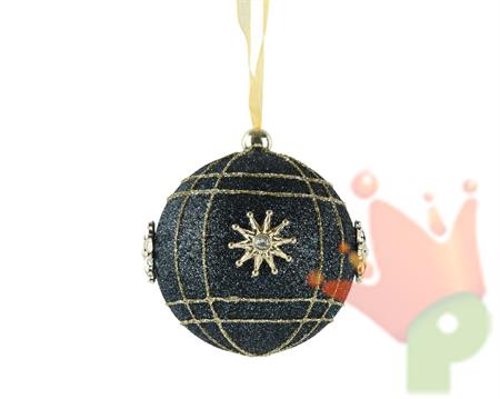 PALLINA IN SCHIUMA BLU GLITTER ORO 8 CM