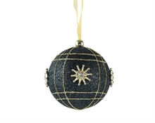 PALLINA IN SCHIUMA BLU GLITTER ORO 8 CM