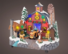 VILLAGGIO DI NATALE FATTORIA CON LED MUSICA E MOVIMENTO 23X26,5X