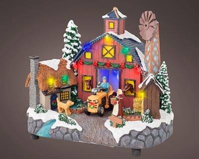 VILLAGGIO DI NATALE FATTORIA CON LED MUSICA E MOVIMENTO 23X26,5X