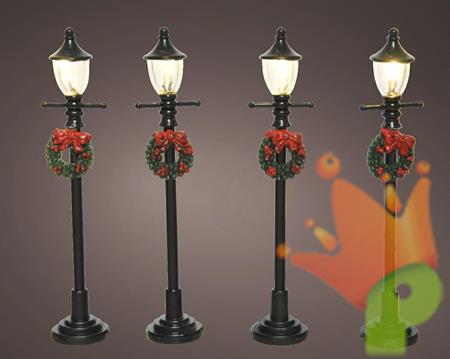 LAMPIONCINI IN POLIRESINA 4 PZ PER VILLAGGIO NATALIZIO H.10 CM