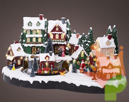 VILLAGGIO DI NATALE CON LUCI MOVIMENTO E MUSICA H.25X50X29CM