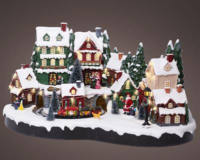 VILLAGGIO DI NATALE CON LUCI MOVIMENTO E MUSICA H.25X50X29CM