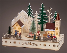 PAESAGGIO DI NATALE IN LEGNO CON LUCI LED MOVIMENTO E MUSICA 20X