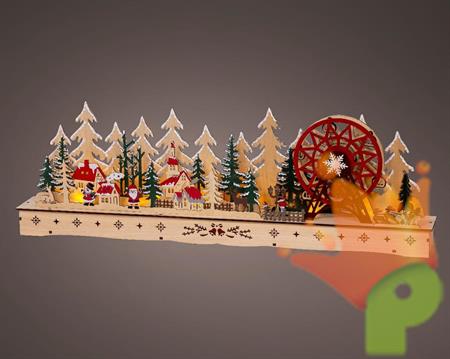 PAESAGGIO DI NATALE IN LEGNO CON GIOSTRA LUCI MOVIMENTO E MUSICA